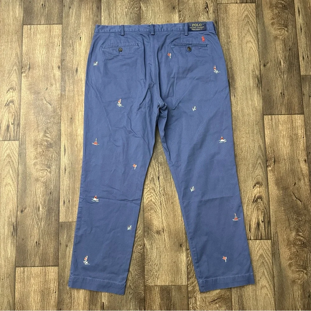 Polo Ralph Lauren Stretch Straight Fit Cotton Navy Sailboat Chino Pants